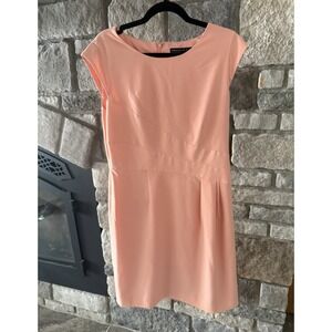 Preston & York Peach Sheath Dress Career Office Cocktail Date Size 16 Cap Sleeve